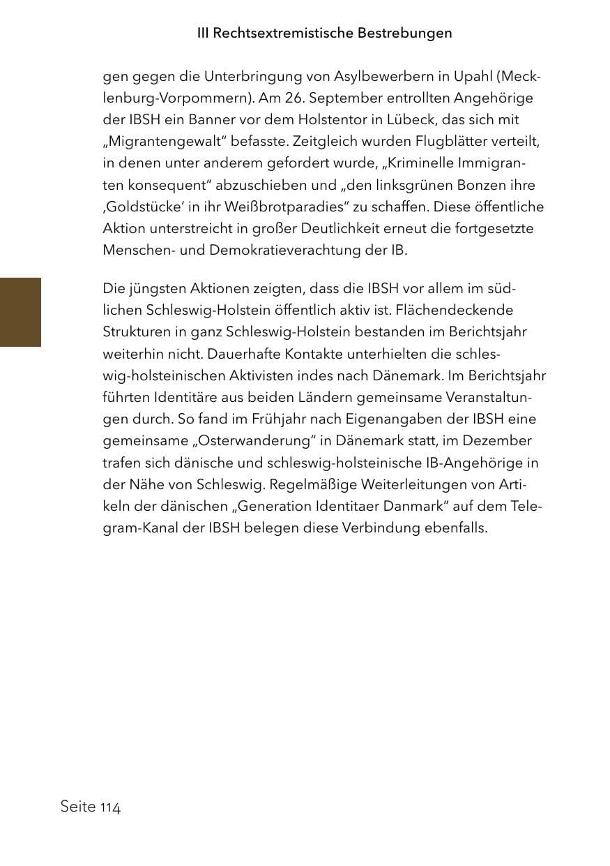Seite 138 des Verfassungsschutzbericht 2023 Schleswig-Holstein