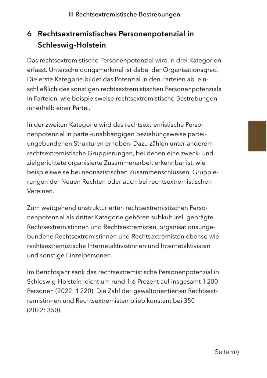 Seite 143 des Verfassungsschutzbericht 2023 Schleswig-Holstein