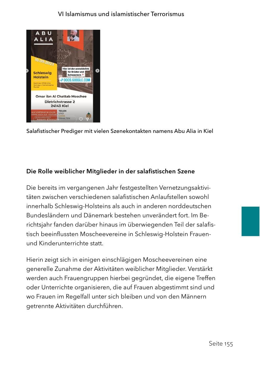 Seite 179 des Verfassungsschutzbericht 2023 Schleswig-Holstein