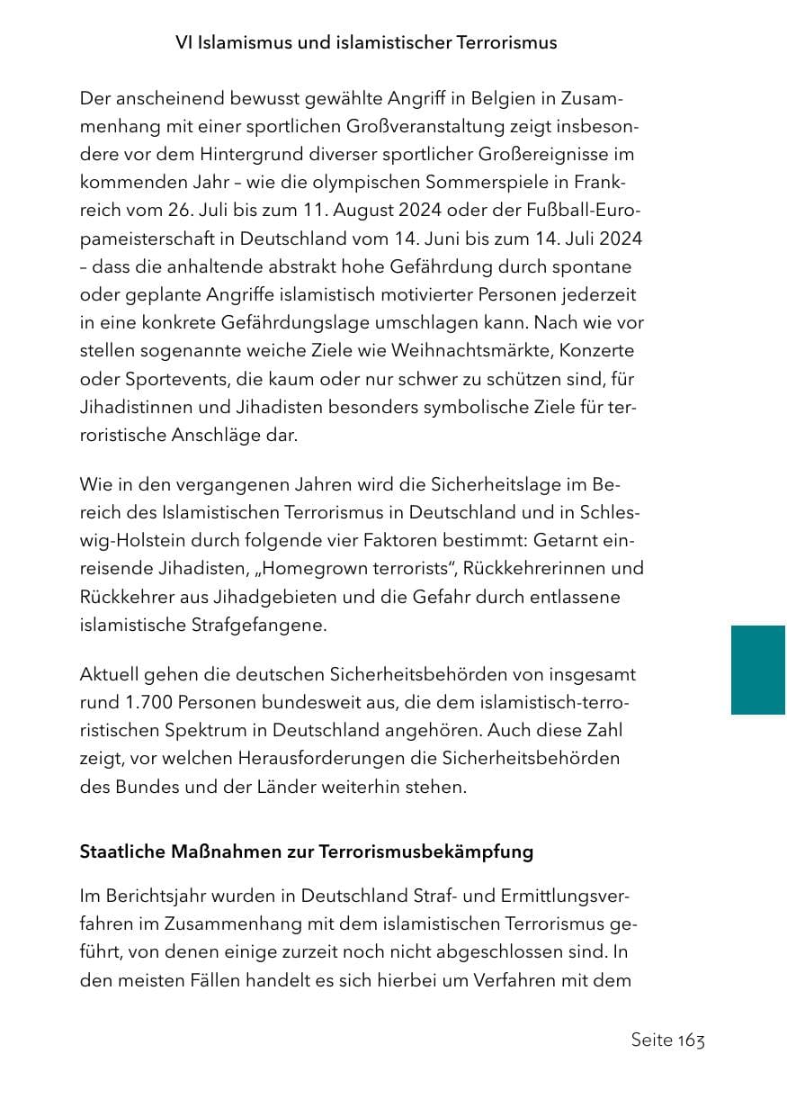 Seite 187 des Verfassungsschutzbericht 2023 Schleswig-Holstein
