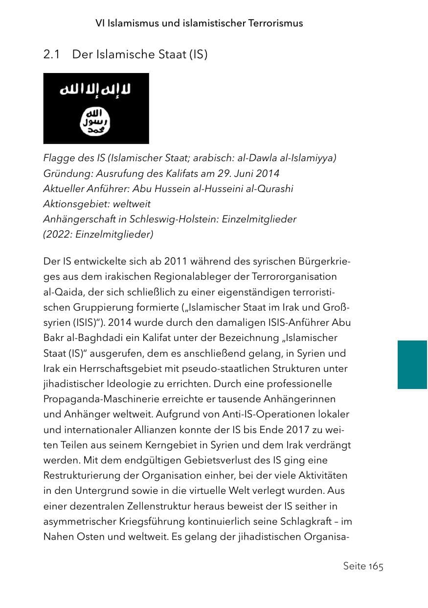 Seite 189 des Verfassungsschutzbericht 2023 Schleswig-Holstein