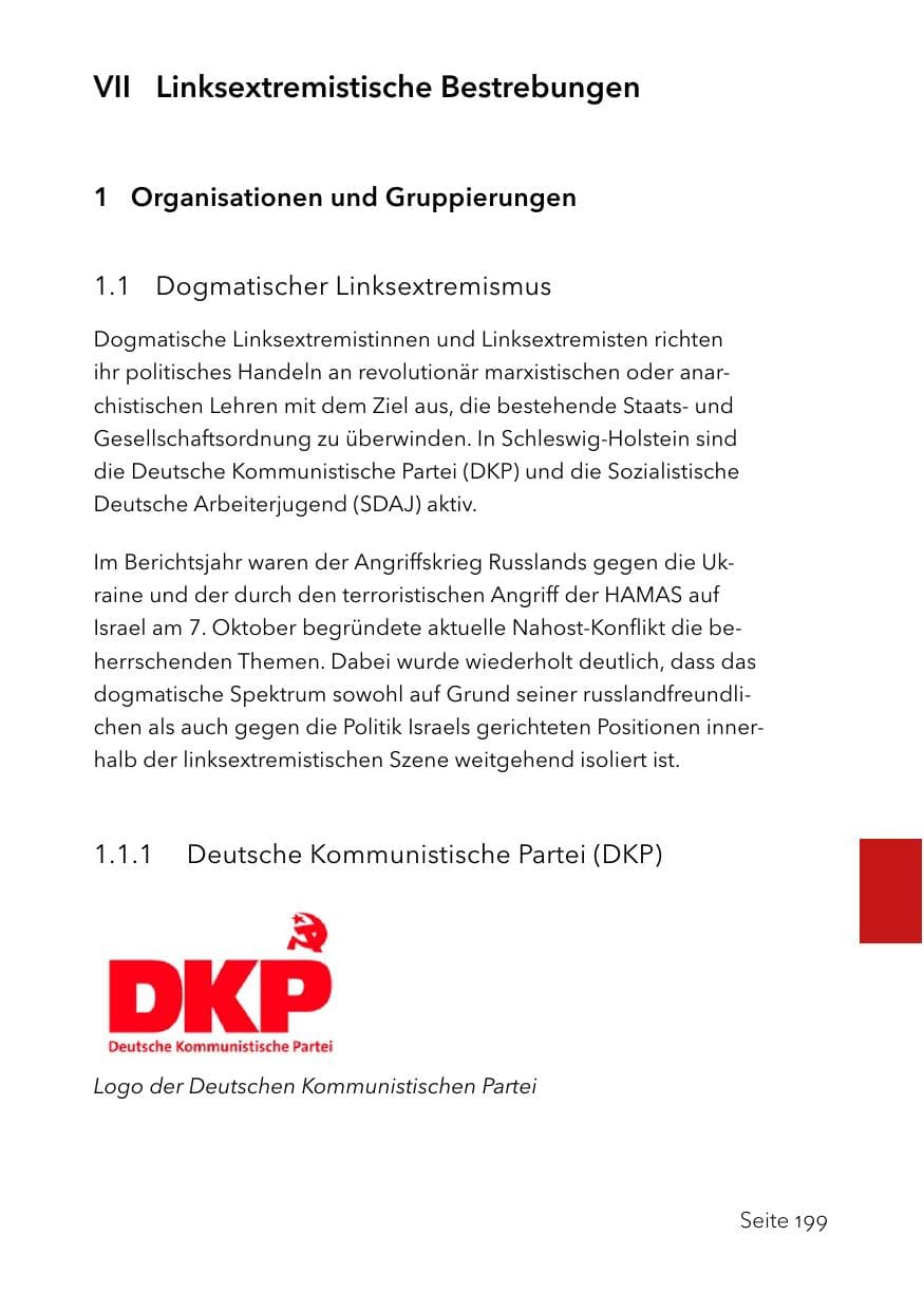 Seite 223 des Verfassungsschutzbericht 2023 Schleswig-Holstein