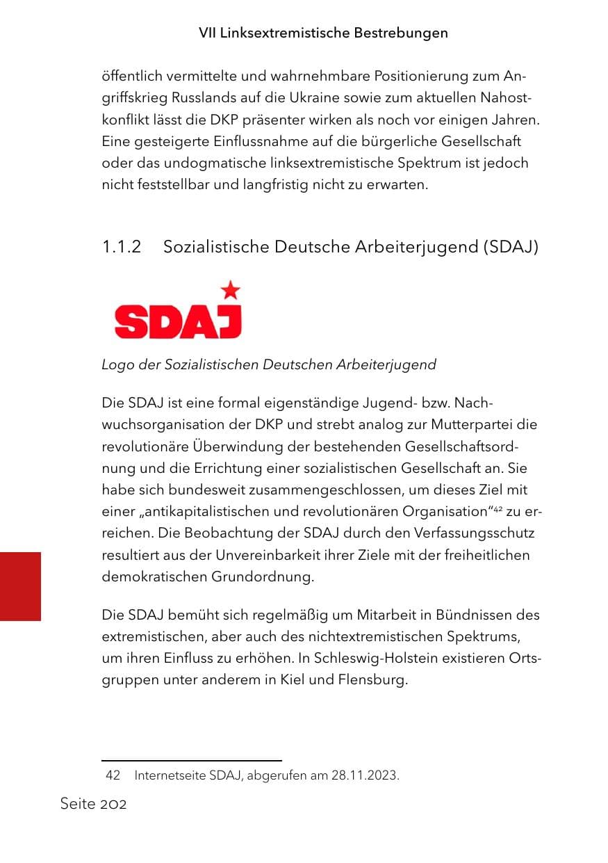 Seite 226 des Verfassungsschutzbericht 2023 Schleswig-Holstein
