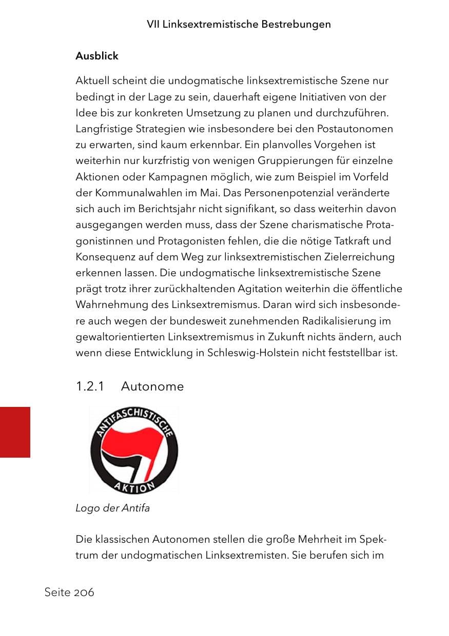Seite 230 des Verfassungsschutzbericht 2023 Schleswig-Holstein