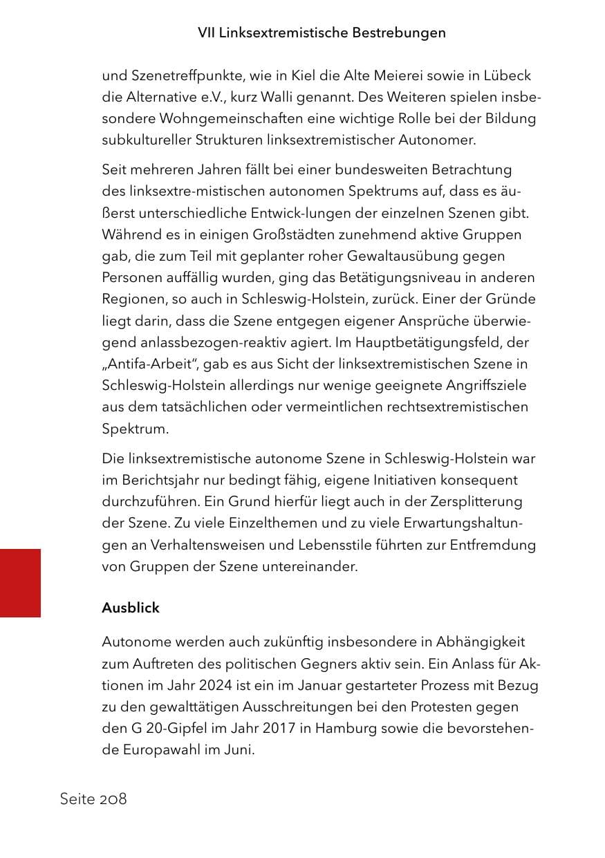 Seite 232 des Verfassungsschutzbericht 2023 Schleswig-Holstein