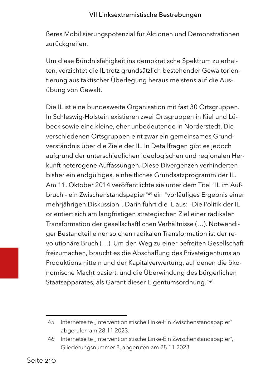 Seite 234 des Verfassungsschutzbericht 2023 Schleswig-Holstein