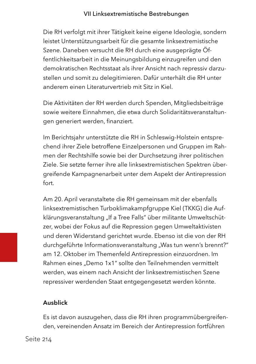 Seite 238 des Verfassungsschutzbericht 2023 Schleswig-Holstein