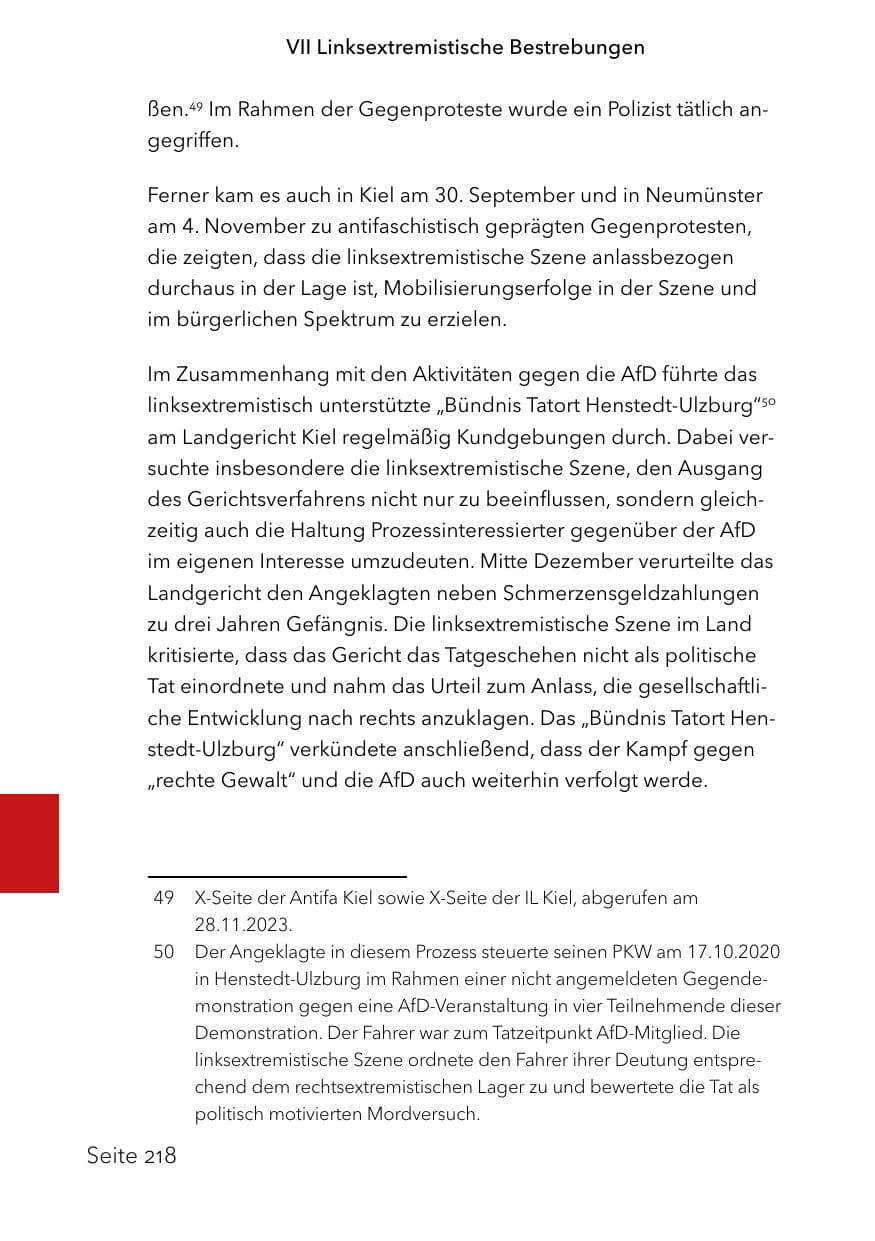 Seite 242 des Verfassungsschutzbericht 2023 Schleswig-Holstein