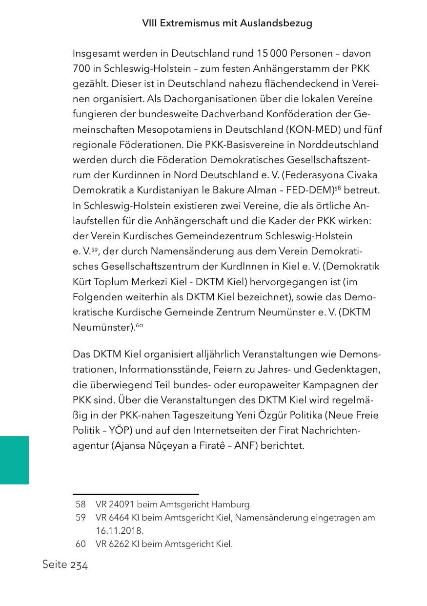 Seite 258 des Verfassungsschutzbericht 2023 Schleswig-Holstein