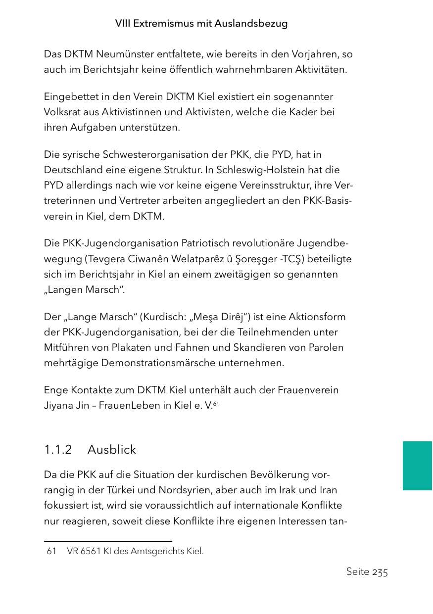 Seite 259 des Verfassungsschutzbericht 2023 Schleswig-Holstein