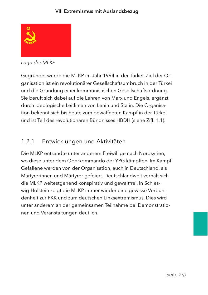 Seite 261 des Verfassungsschutzbericht 2023 Schleswig-Holstein