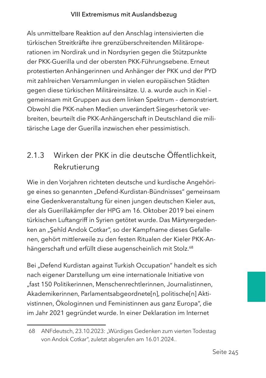 Seite 269 des Verfassungsschutzbericht 2023 Schleswig-Holstein