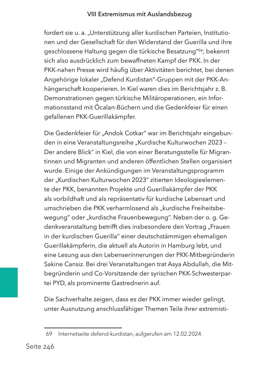 Seite 270 des Verfassungsschutzbericht 2023 Schleswig-Holstein