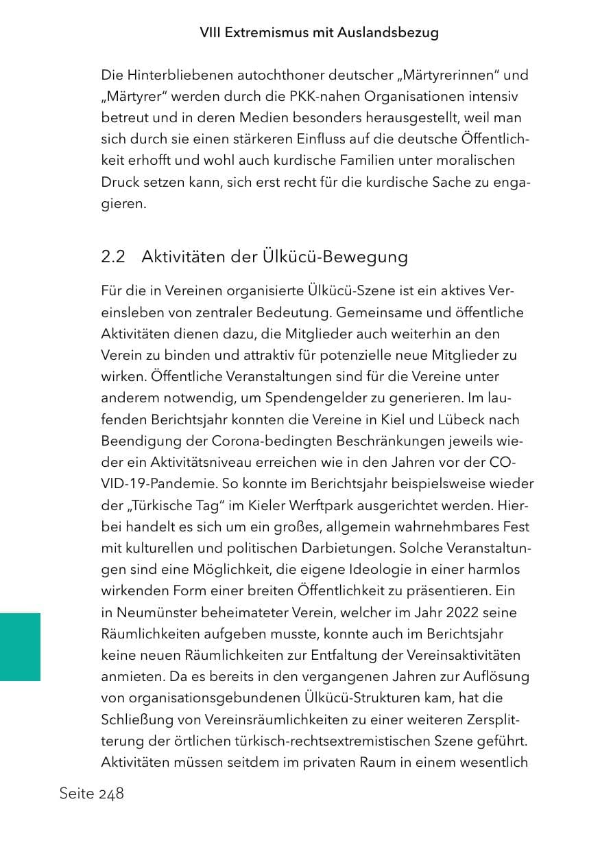 Seite 272 des Verfassungsschutzbericht 2023 Schleswig-Holstein