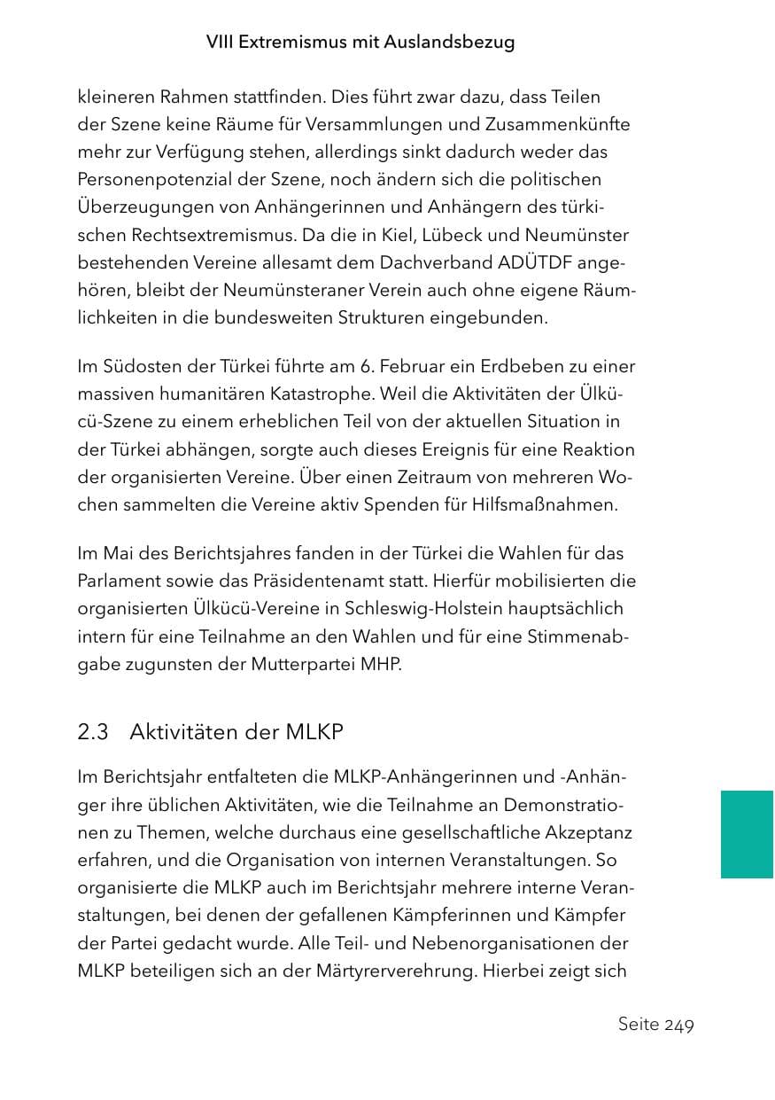 Seite 273 des Verfassungsschutzbericht 2023 Schleswig-Holstein