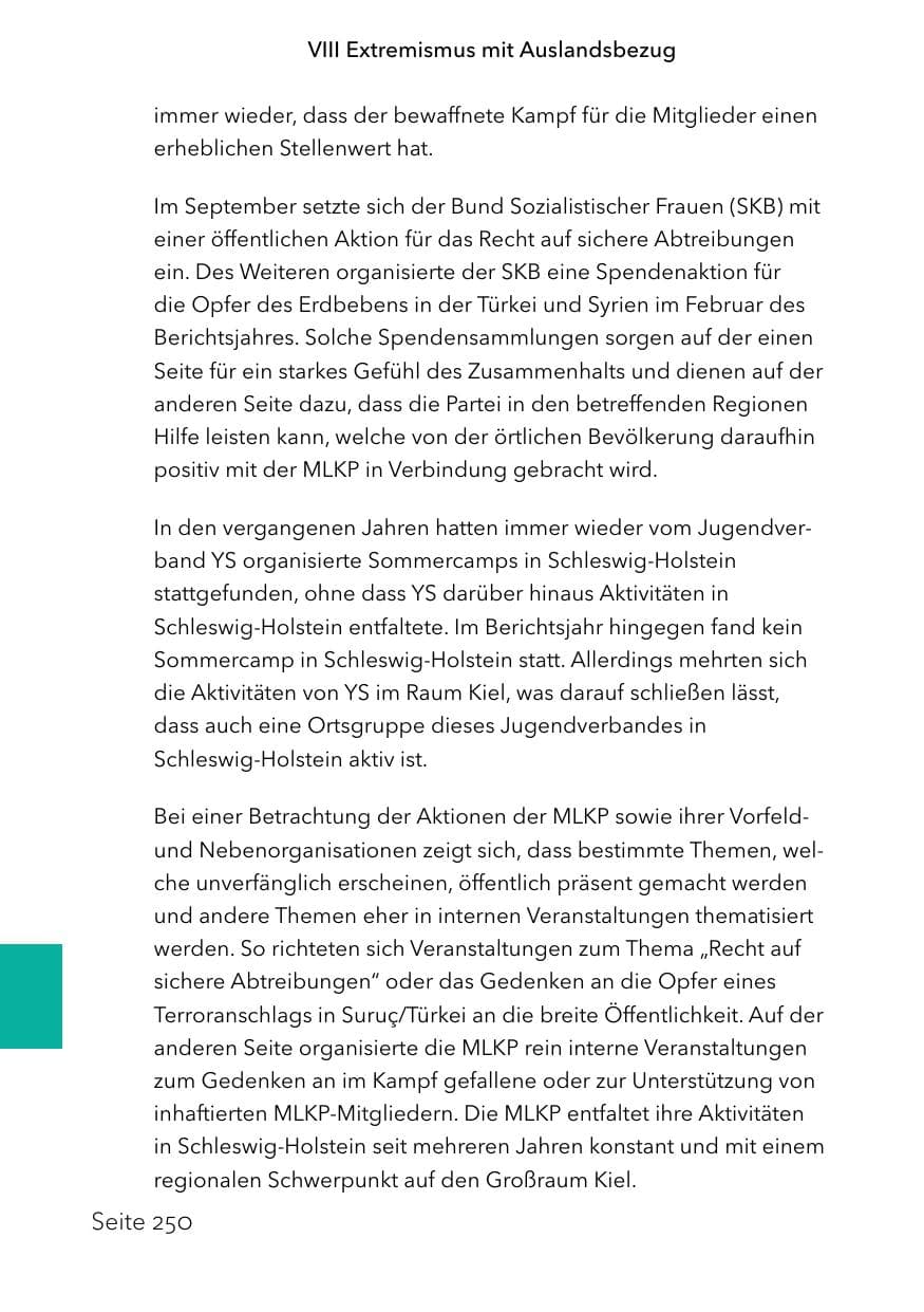 Seite 274 des Verfassungsschutzbericht 2023 Schleswig-Holstein