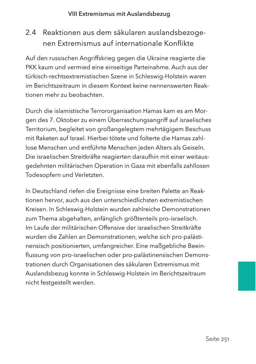 Seite 275 des Verfassungsschutzbericht 2023 Schleswig-Holstein