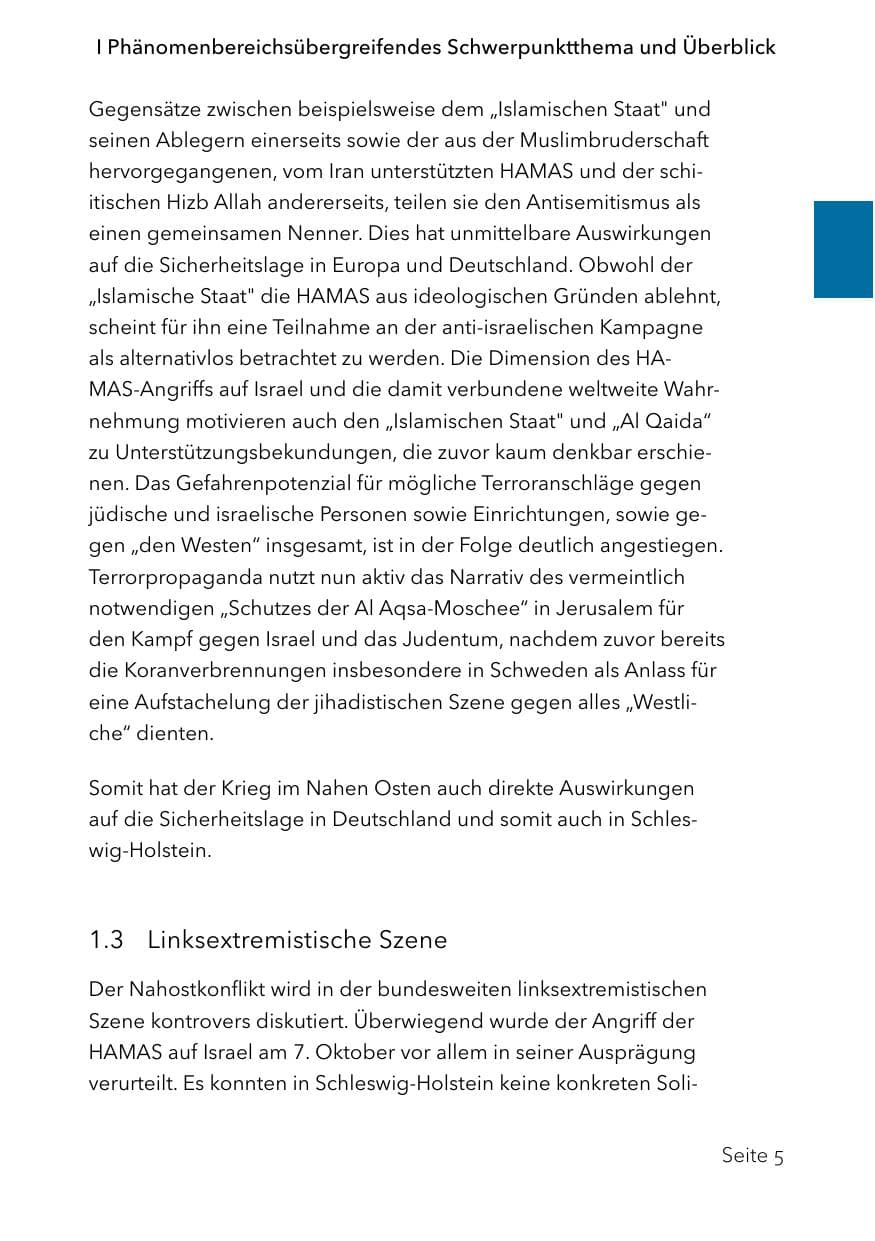 Seite 29 des Verfassungsschutzbericht 2023 Schleswig-Holstein