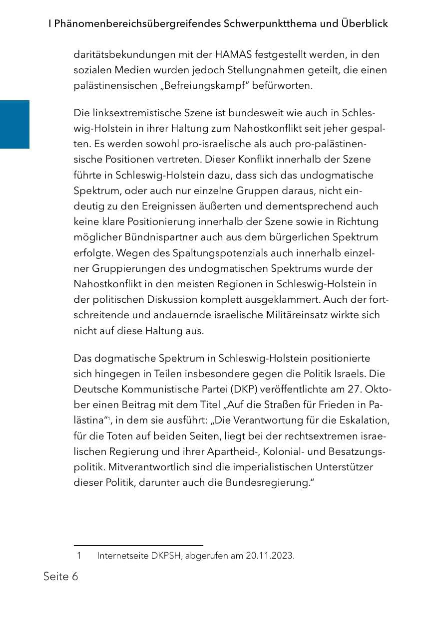 Seite 30 des Verfassungsschutzbericht 2023 Schleswig-Holstein