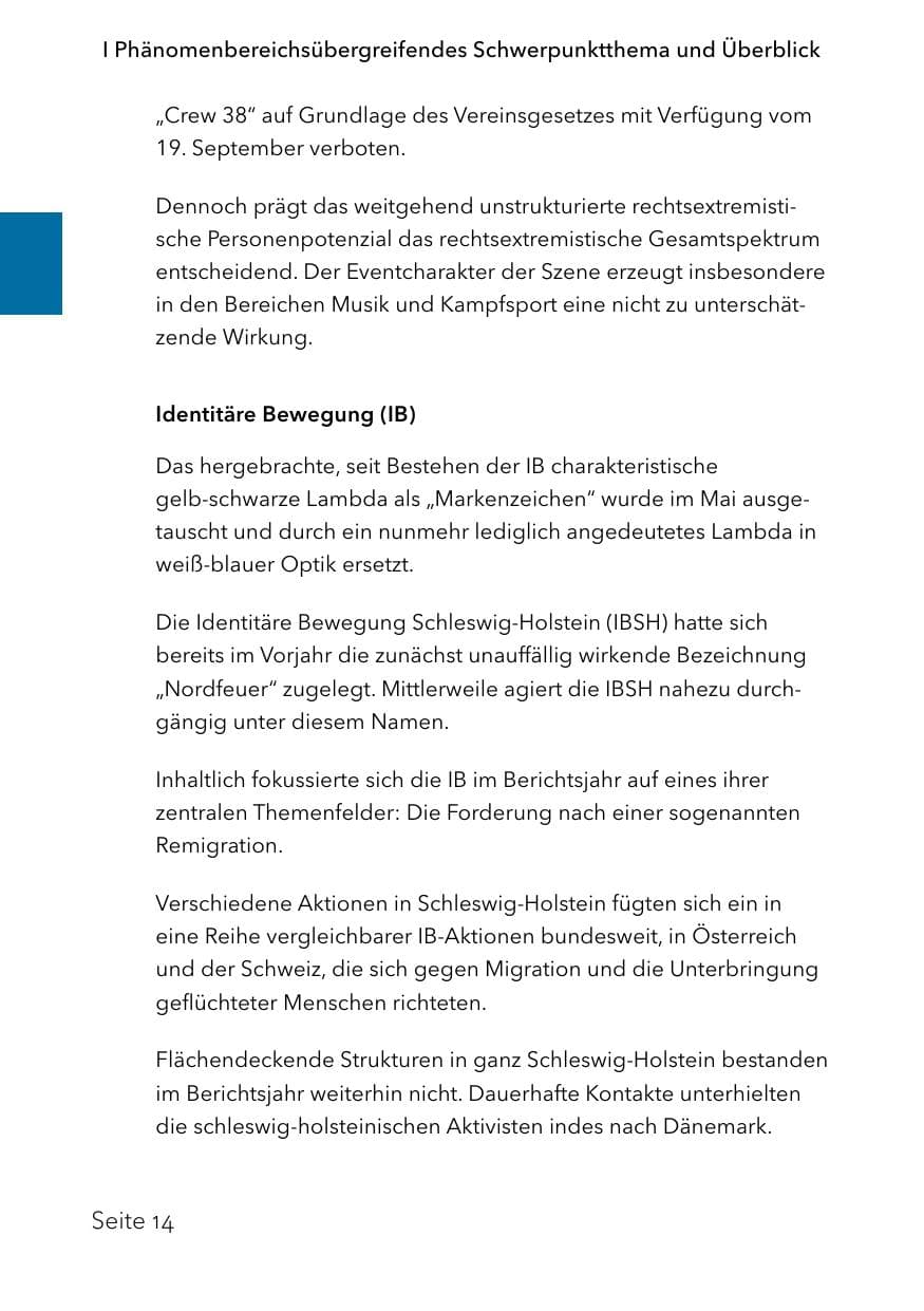 Seite 38 des Verfassungsschutzbericht 2023 Schleswig-Holstein