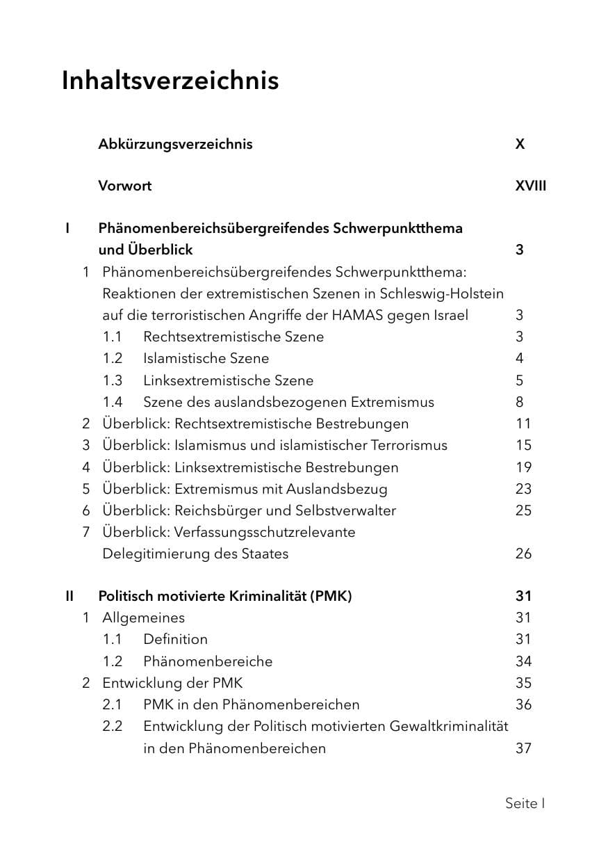 Seite 5 des Verfassungsschutzbericht 2023 Schleswig-Holstein