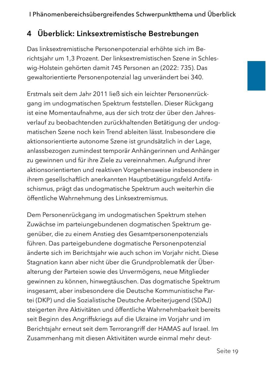 Seite 43 des Verfassungsschutzbericht 2023 Schleswig-Holstein
