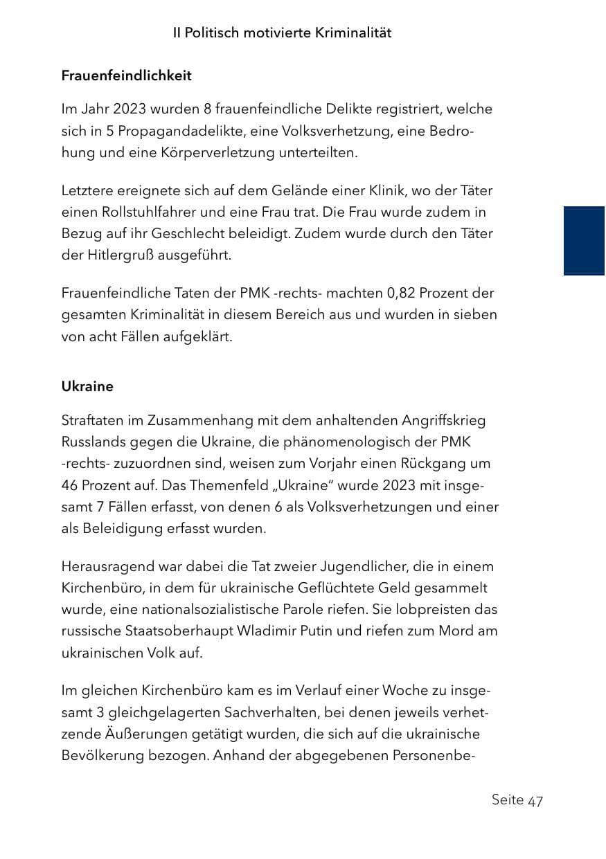 Seite 71 des Verfassungsschutzbericht 2023 Schleswig-Holstein