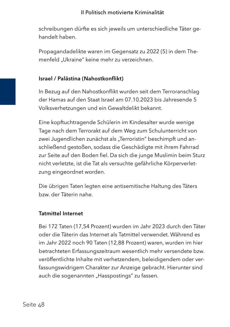 Seite 72 des Verfassungsschutzbericht 2023 Schleswig-Holstein