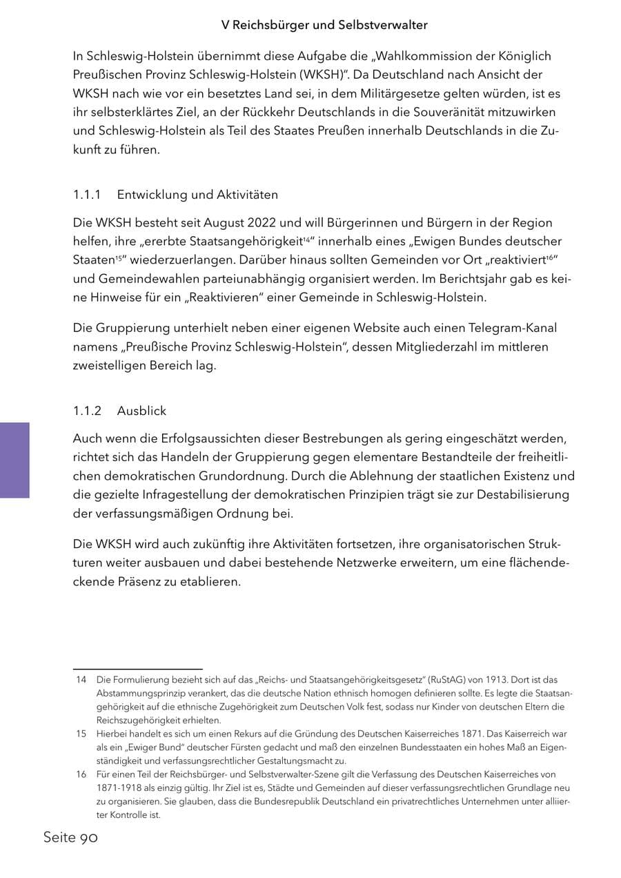 Seite 107 des Verfassungsschutzbericht 2024 Schleswig-Holstein