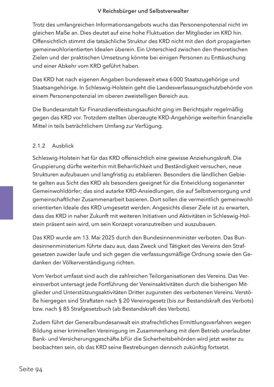 Seite 111 des Verfassungsschutzbericht 2024 Schleswig-Holstein