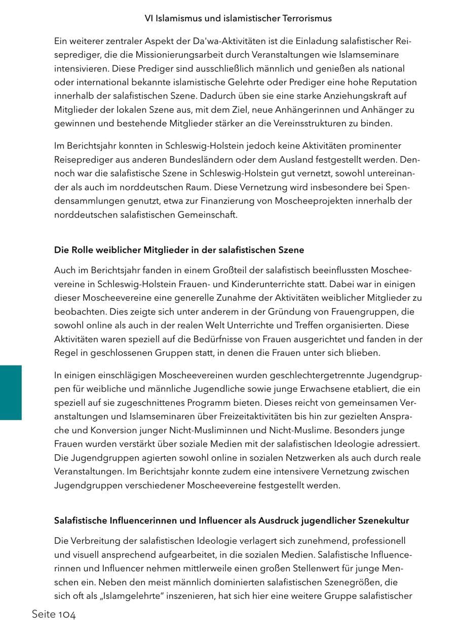 Seite 121 des Verfassungsschutzbericht 2024 Schleswig-Holstein