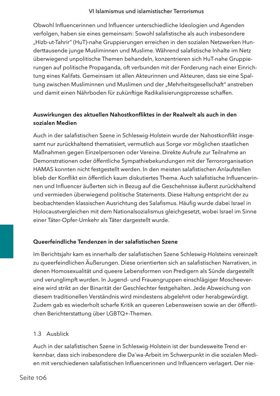 Seite 123 des Verfassungsschutzbericht 2024 Schleswig-Holstein