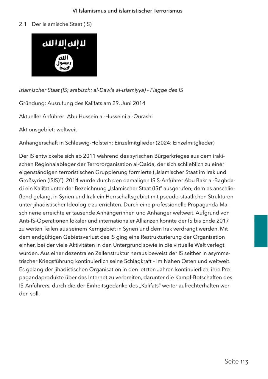 Seite 130 des Verfassungsschutzbericht 2024 Schleswig-Holstein