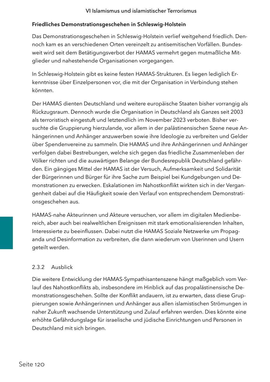 Seite 137 des Verfassungsschutzbericht 2024 Schleswig-Holstein