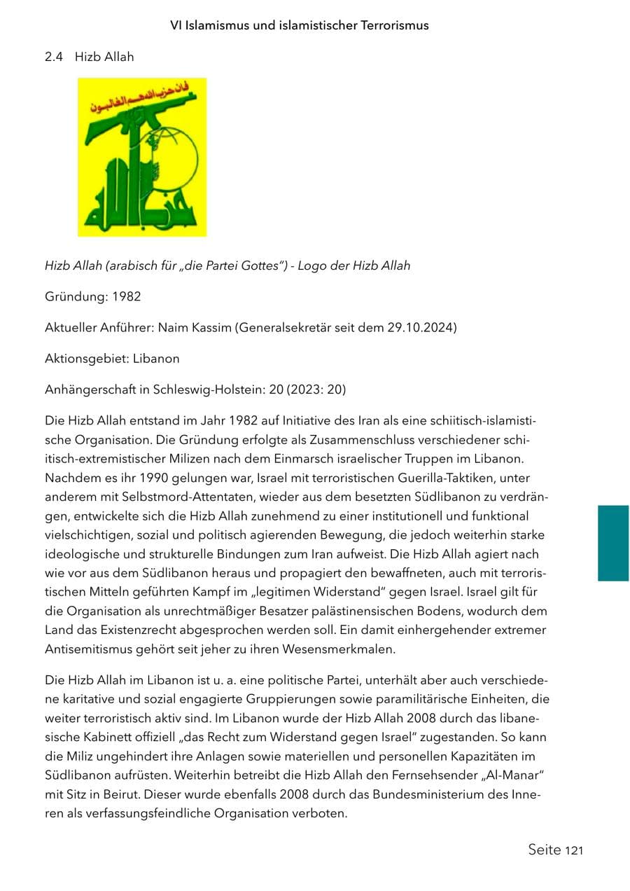 Seite 138 des Verfassungsschutzbericht 2024 Schleswig-Holstein