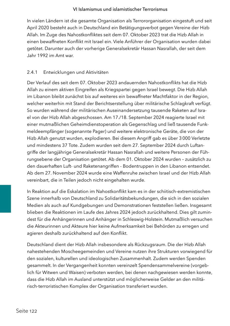 Seite 139 des Verfassungsschutzbericht 2024 Schleswig-Holstein