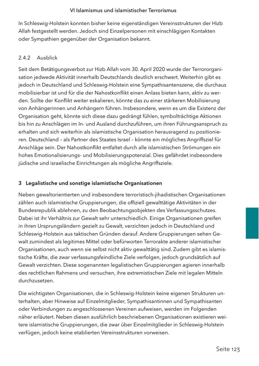 Seite 140 des Verfassungsschutzbericht 2024 Schleswig-Holstein