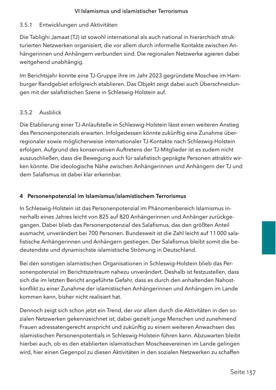 Seite 154 des Verfassungsschutzbericht 2024 Schleswig-Holstein