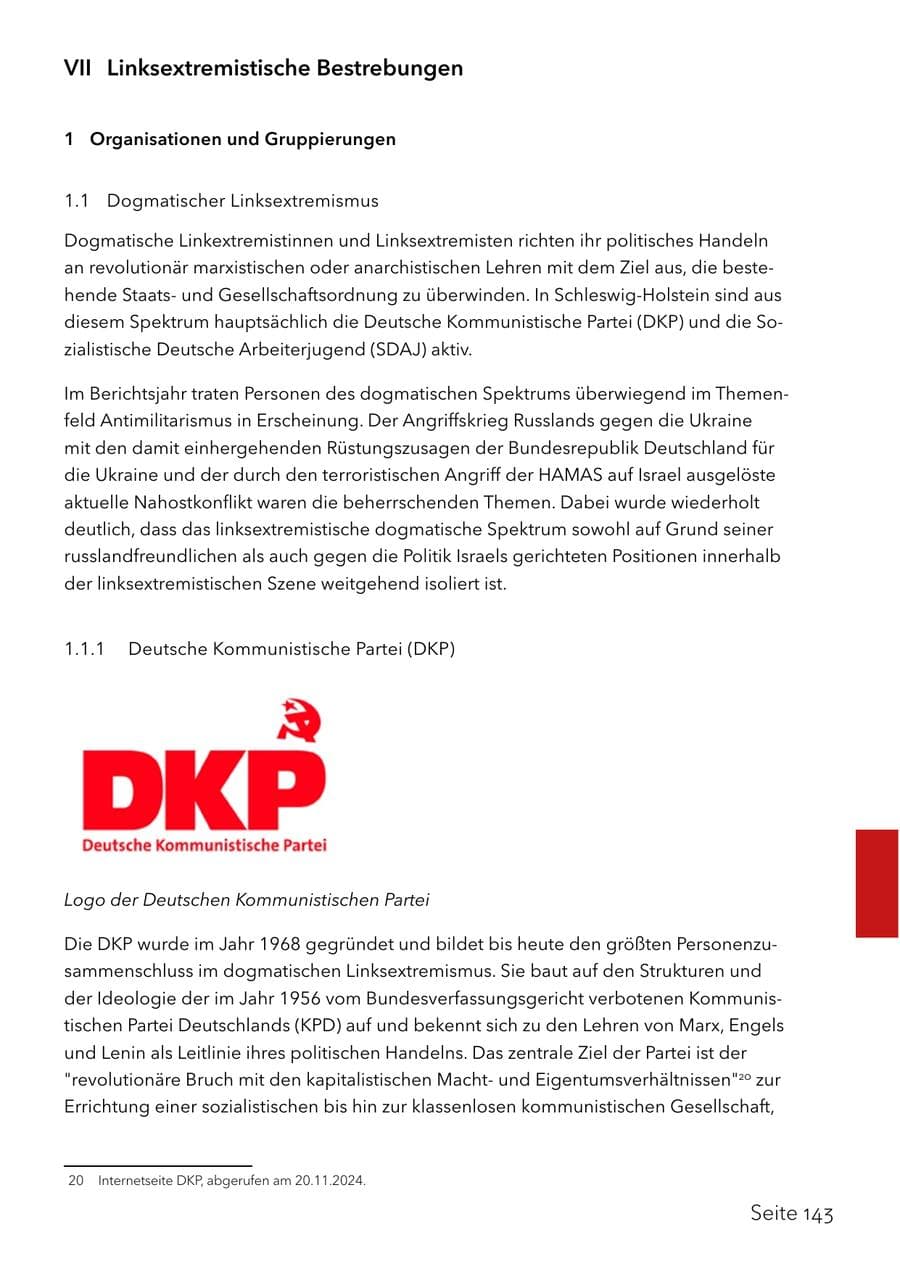 Seite 160 des Verfassungsschutzbericht 2024 Schleswig-Holstein