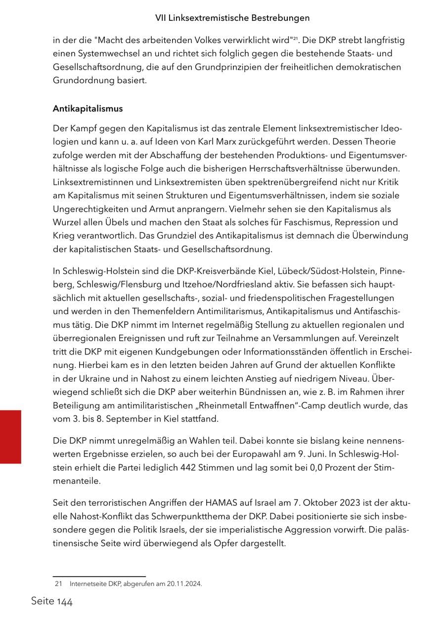 Seite 161 des Verfassungsschutzbericht 2024 Schleswig-Holstein