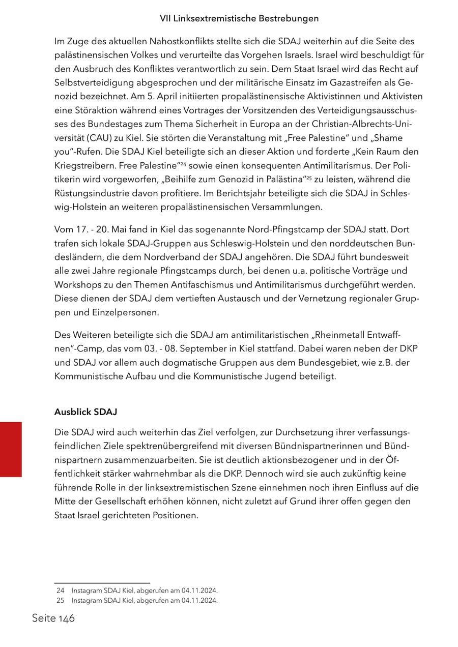 Seite 163 des Verfassungsschutzbericht 2024 Schleswig-Holstein