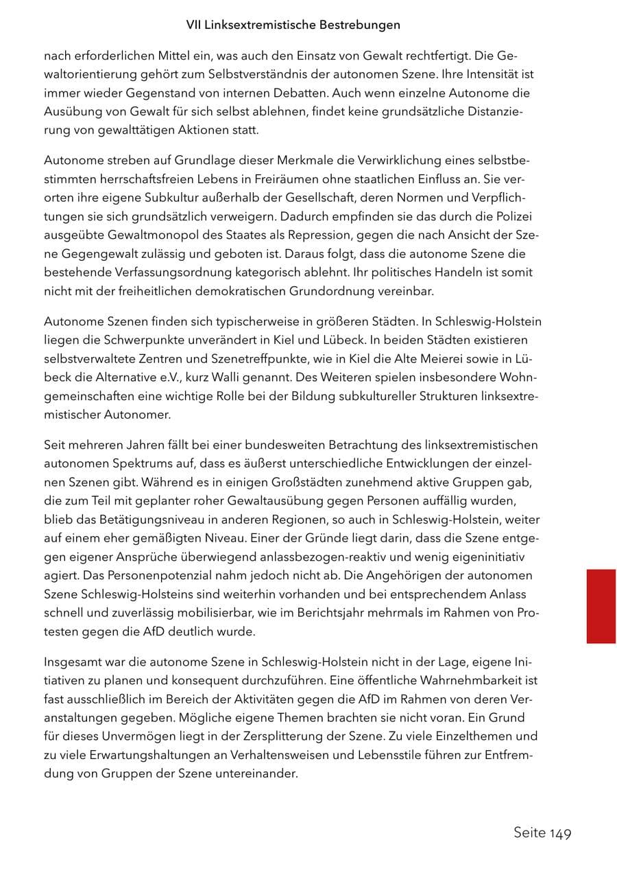 Seite 166 des Verfassungsschutzbericht 2024 Schleswig-Holstein