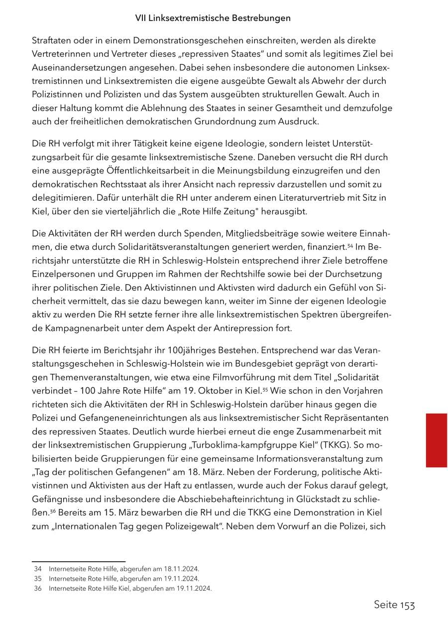 Seite 170 des Verfassungsschutzbericht 2024 Schleswig-Holstein