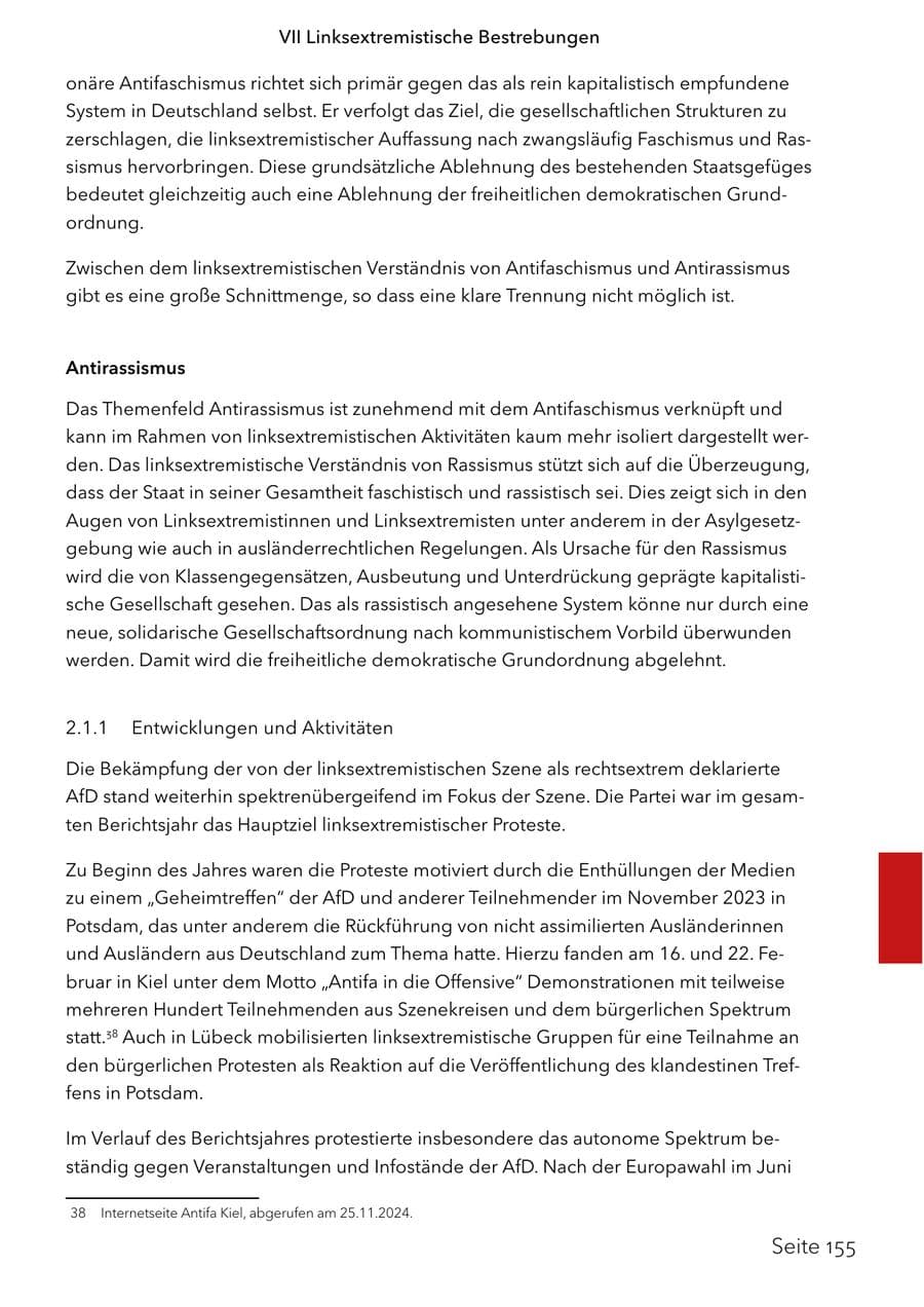 Seite 172 des Verfassungsschutzbericht 2024 Schleswig-Holstein