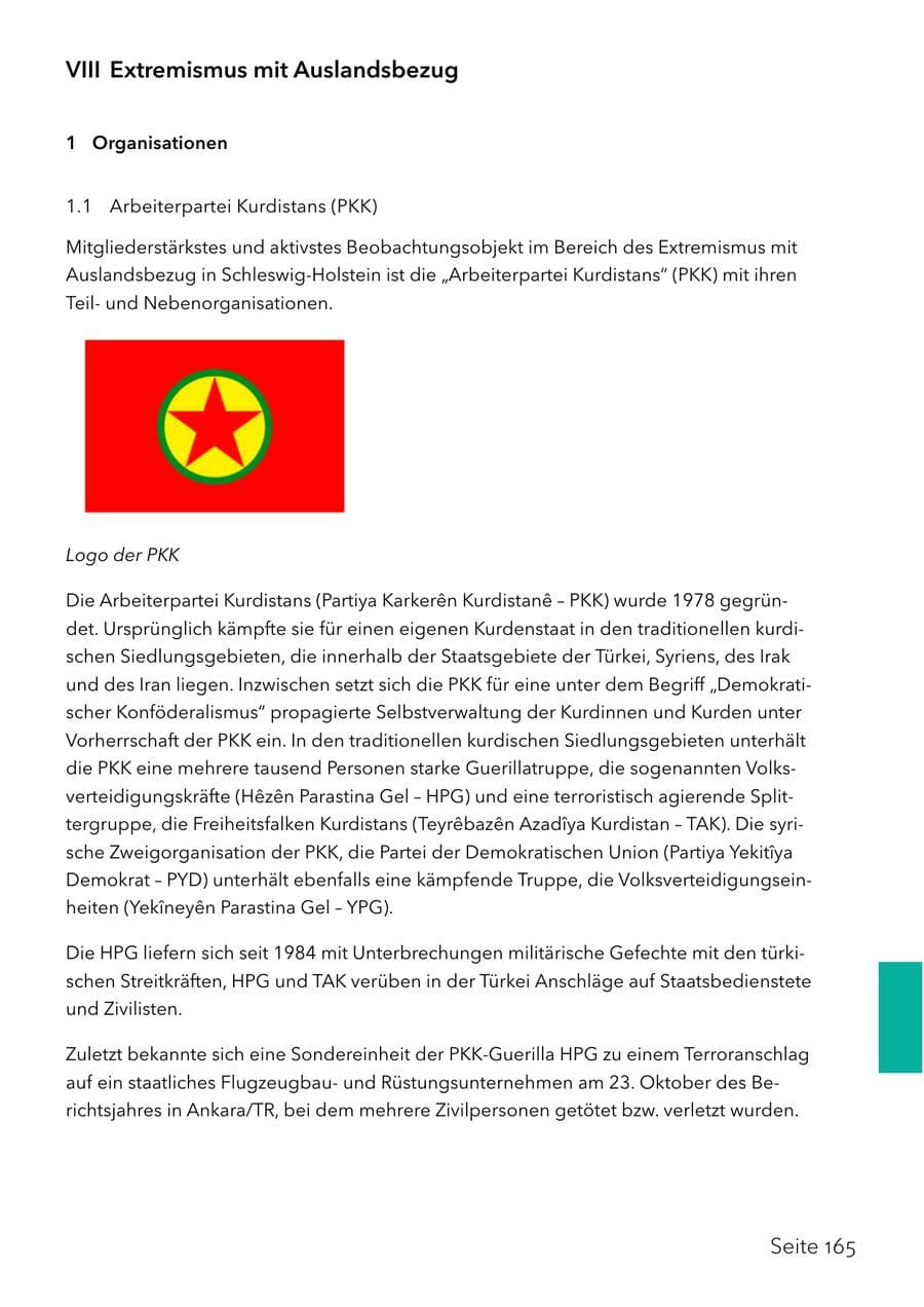 Seite 182 des Verfassungsschutzbericht 2024 Schleswig-Holstein
