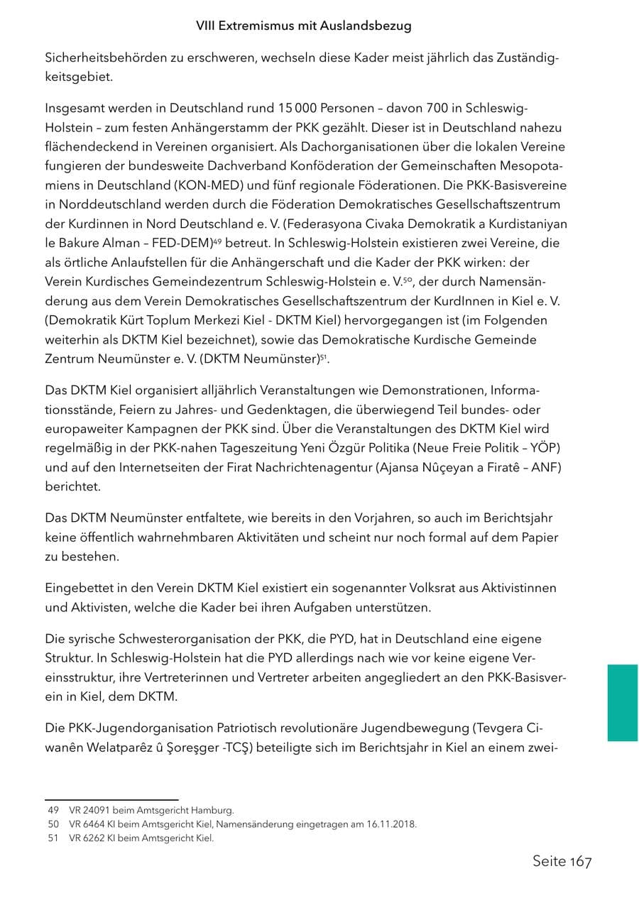 Seite 184 des Verfassungsschutzbericht 2024 Schleswig-Holstein