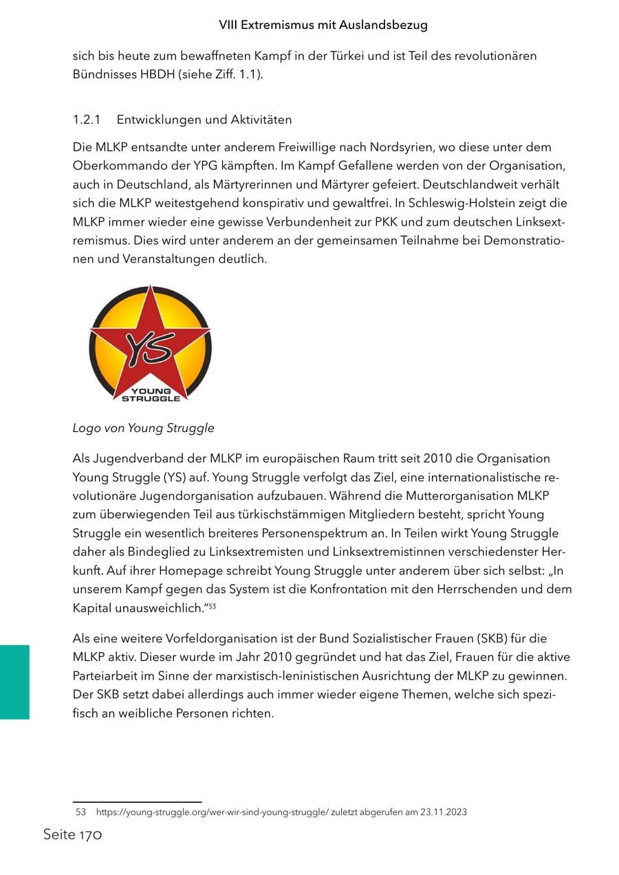 Seite 187 des Verfassungsschutzbericht 2024 Schleswig-Holstein