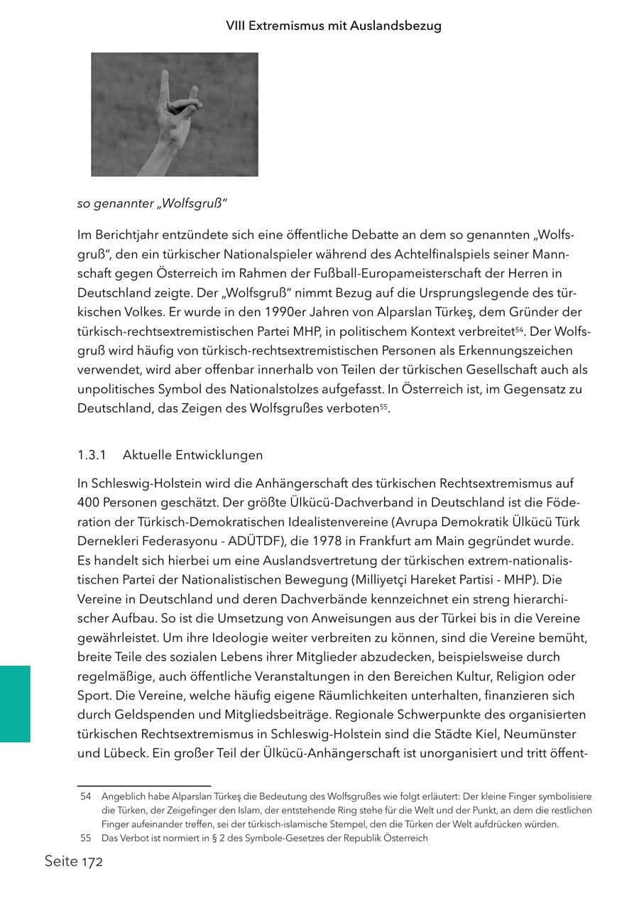 Seite 189 des Verfassungsschutzbericht 2024 Schleswig-Holstein