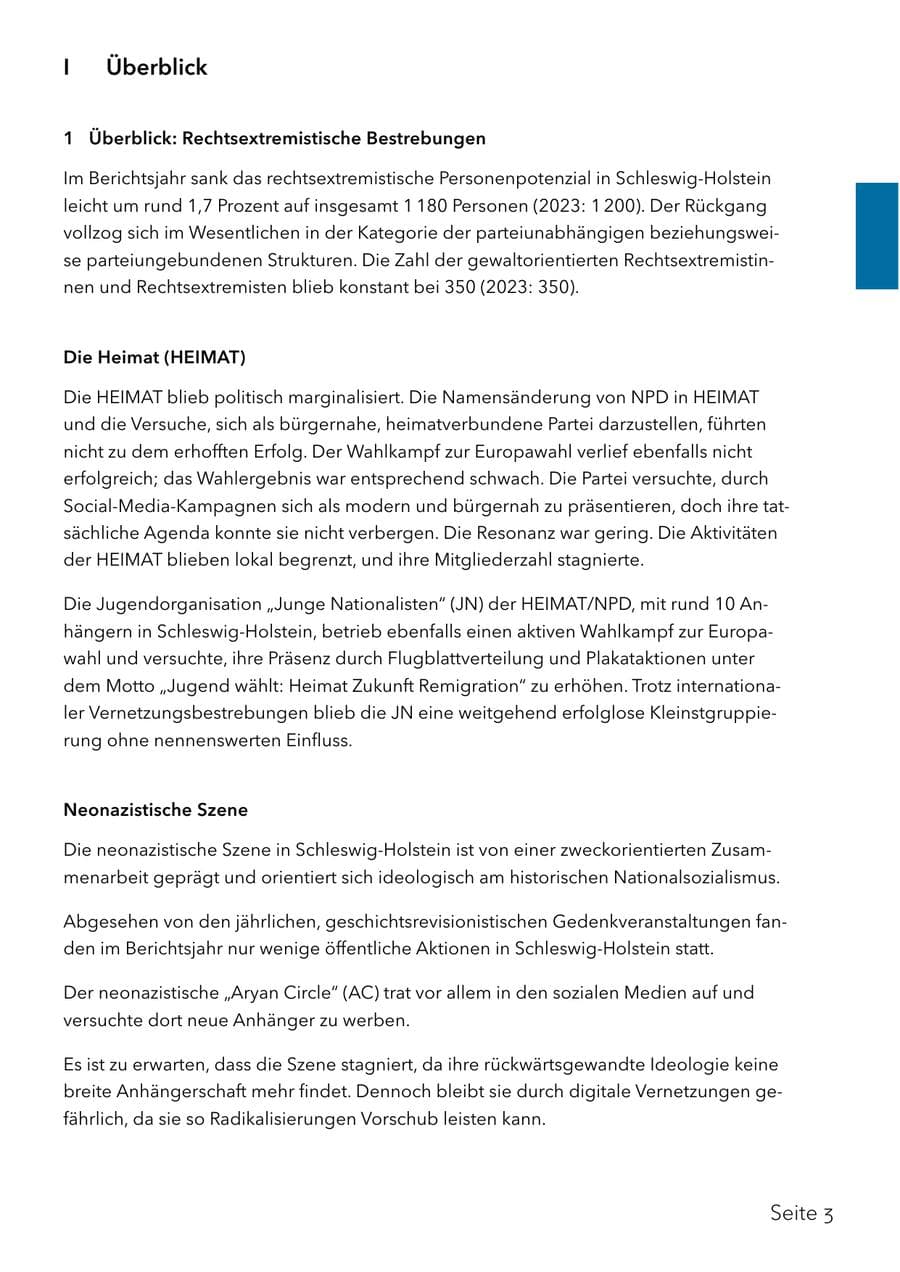 Seite 20 des Verfassungsschutzbericht 2024 Schleswig-Holstein