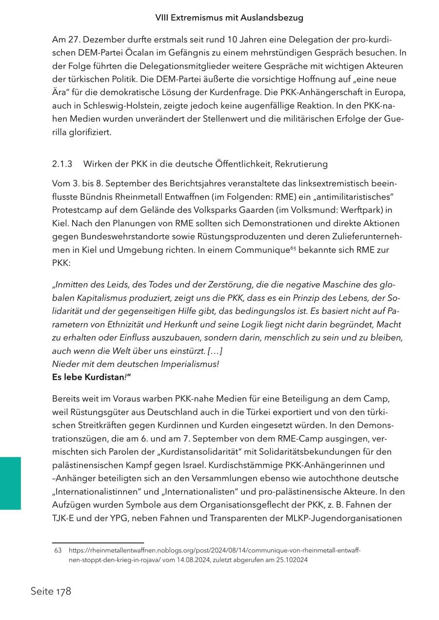 Seite 195 des Verfassungsschutzbericht 2024 Schleswig-Holstein